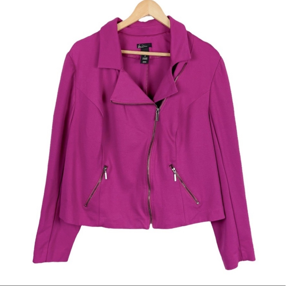 Lane Bryant Moto Jacket Womens Size 20 Fuchsia Pink Ponte Knit